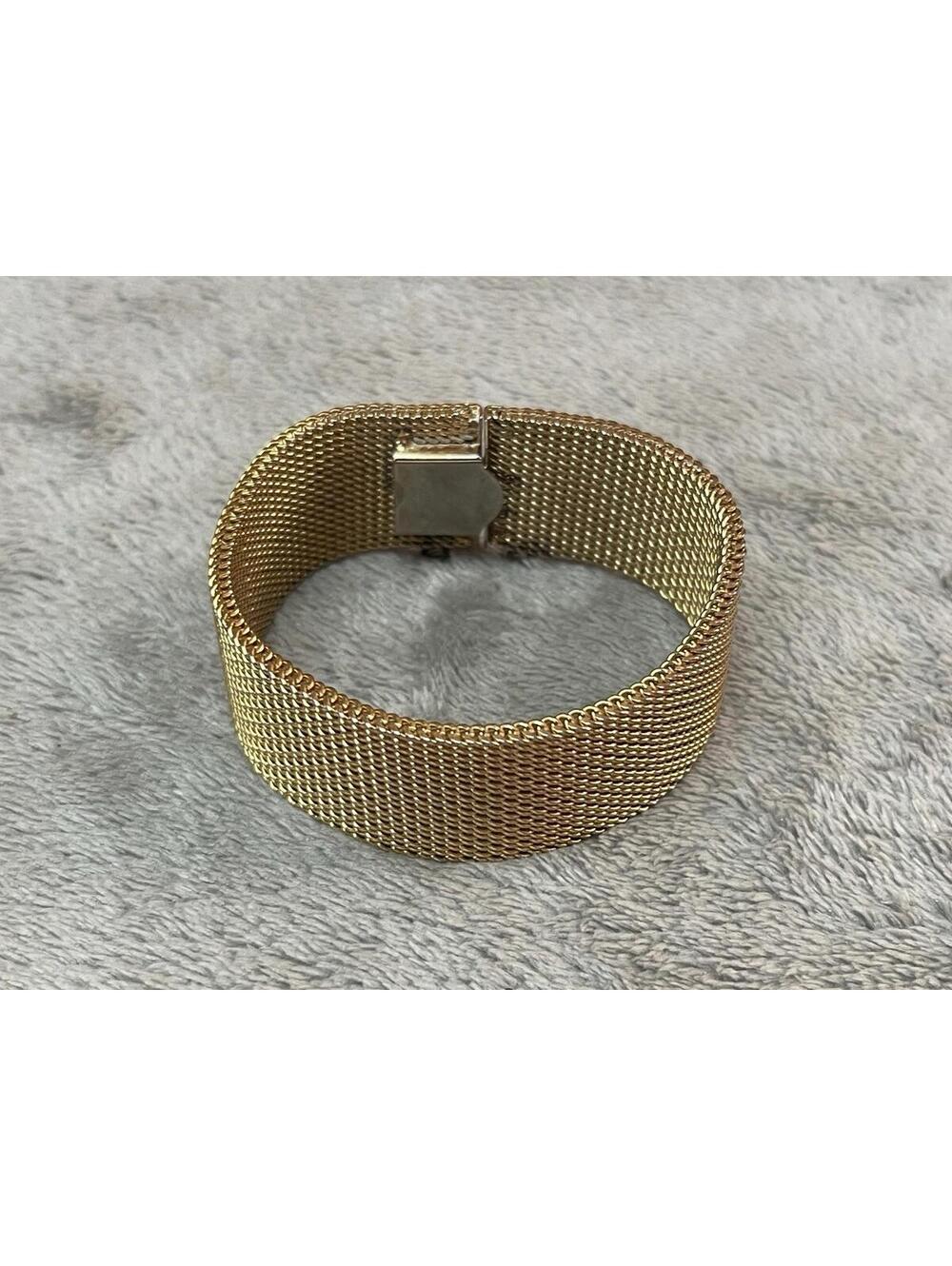 VTG Signed JB Bender Gold Tone Mesh Band Bracelet Pat. 2952058 !!